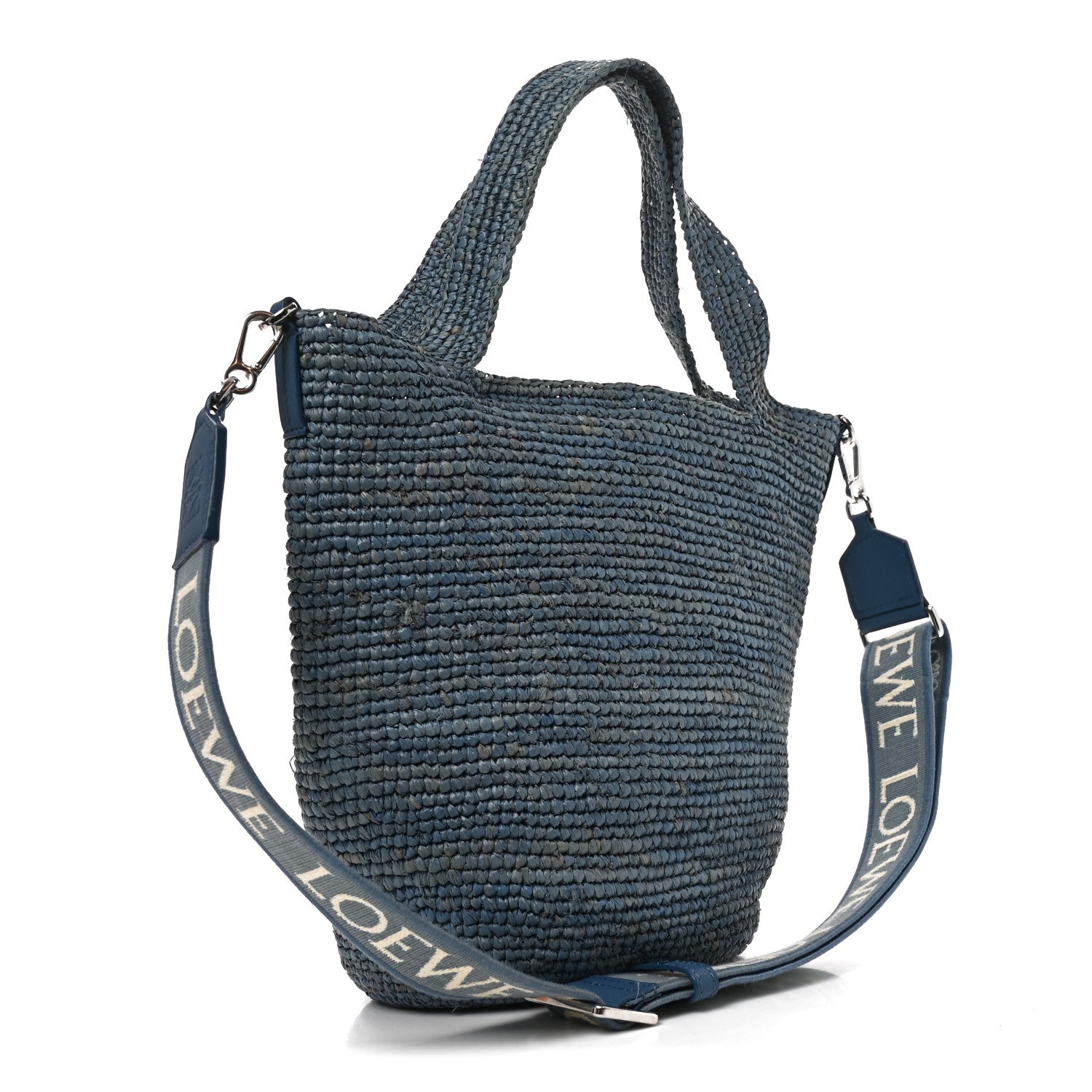 Loewe Raffia Mini Slit Tote Bag Blue 3 of 10