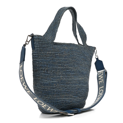 Loewe Raffia Mini Slit Tote Bag Blue 3 of 10