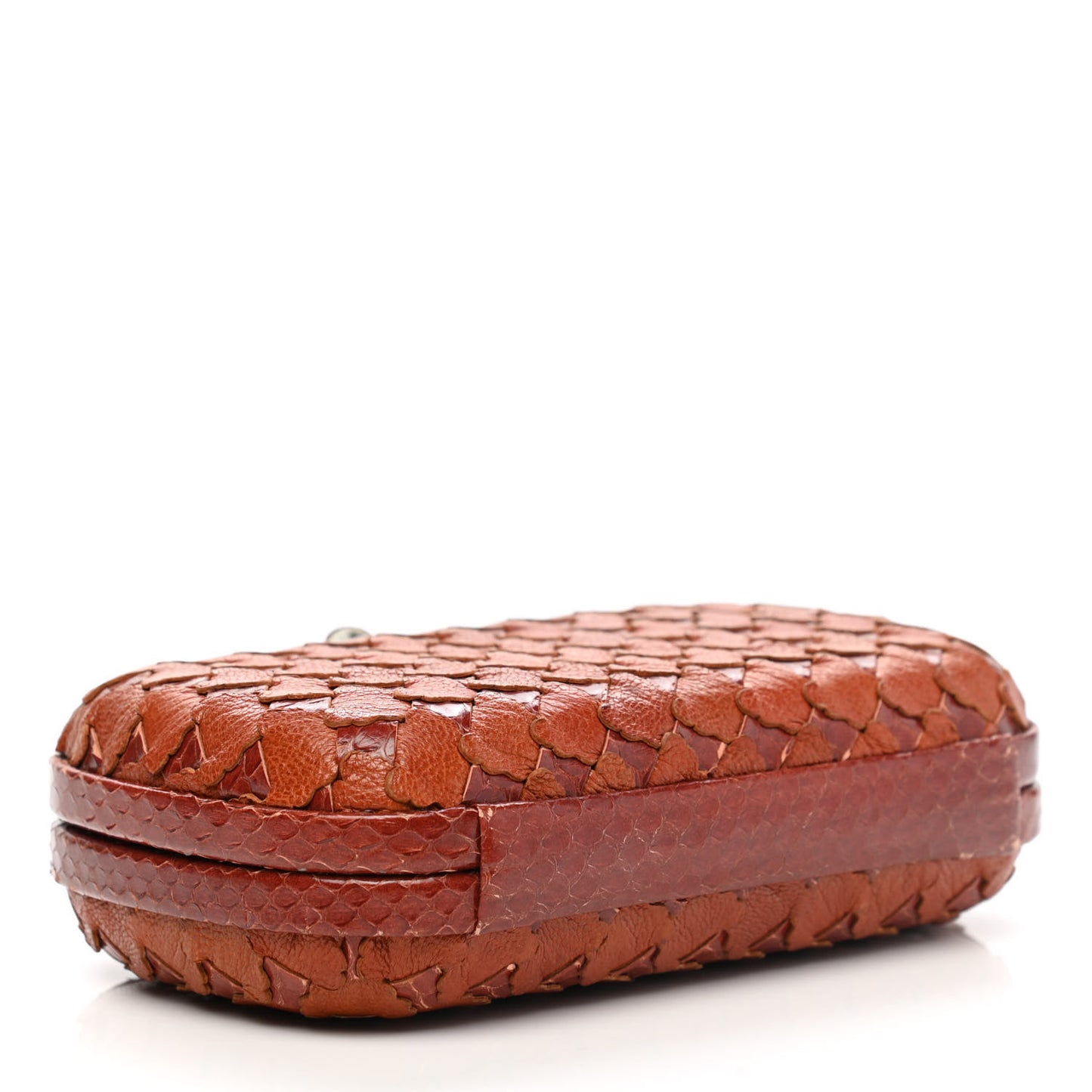 Ayers Goatskin Intrecciato Knot Clutch Brown