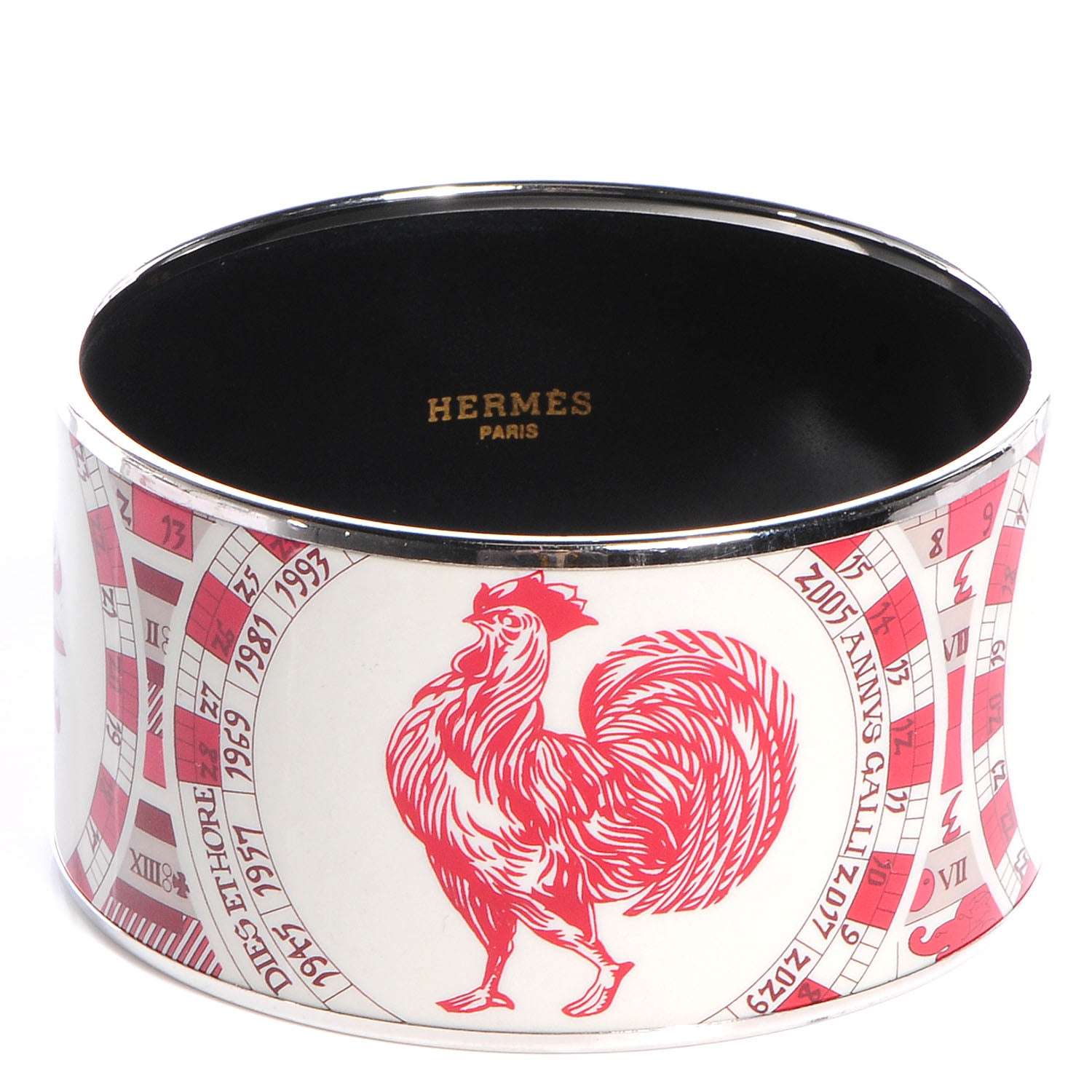 Hermes Enamel Printed Zodiac Extra Wide Bracelet 70 Red 1 of 6