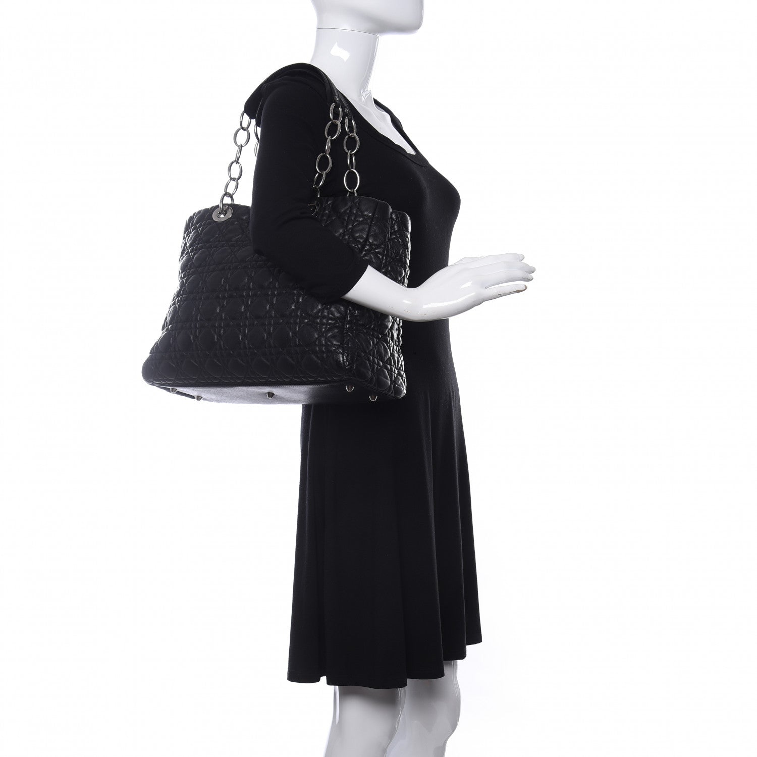 Christian Dior Lambskin Cannage Large Dior Soft Shopping Tote Black 2 of 9