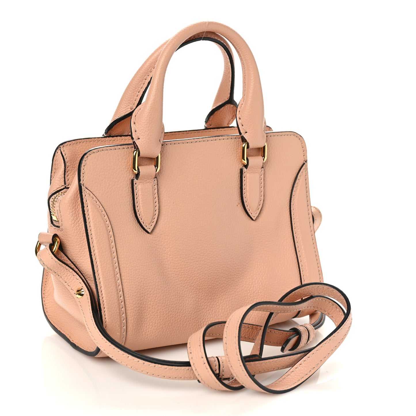 Pebbled Calfskin Mini Skull Padlock Zip Around Tote Boudoir