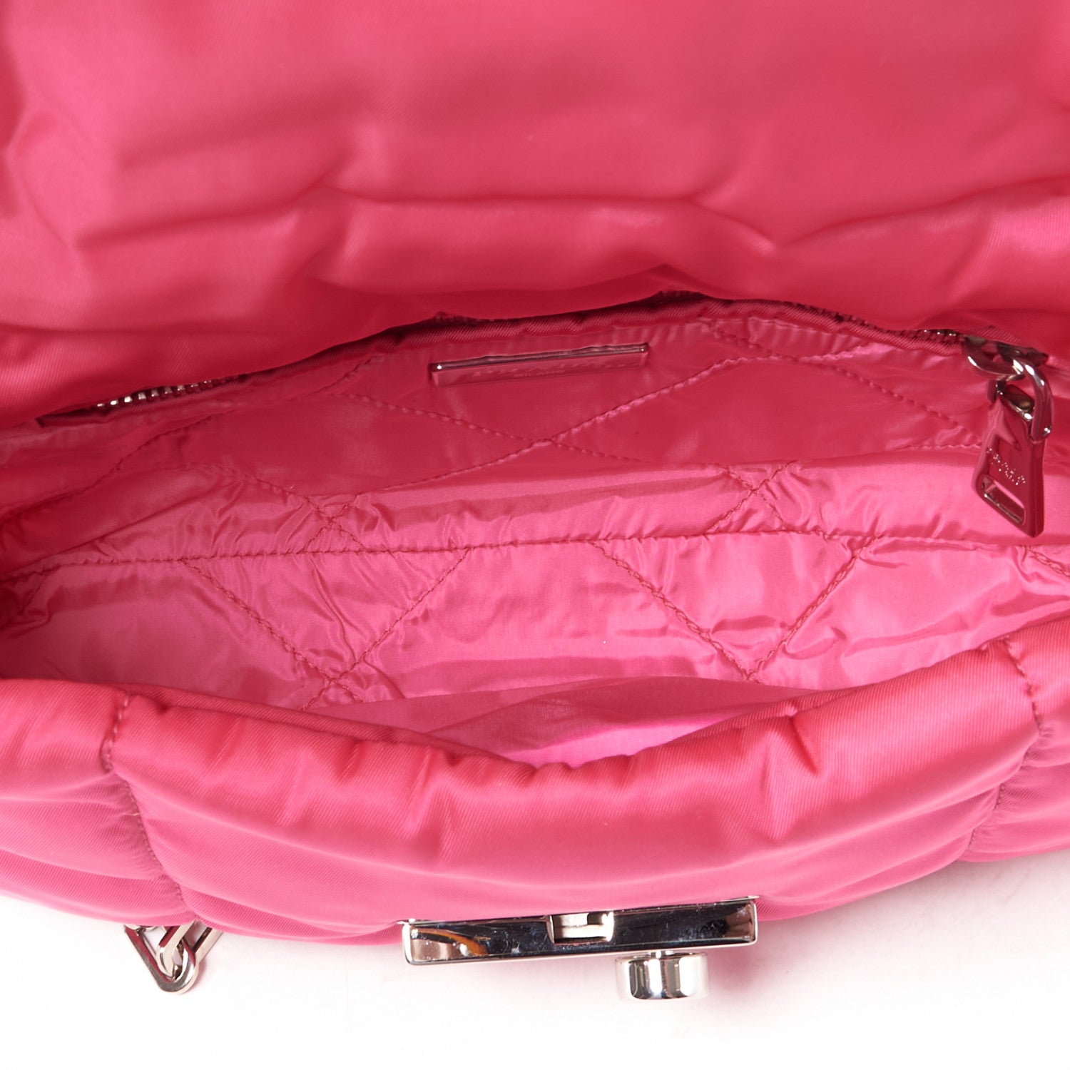 Prada Tessuto Nylon Bomber Sound Chain Flap Shoulder Bag Fuxia 7 of 8