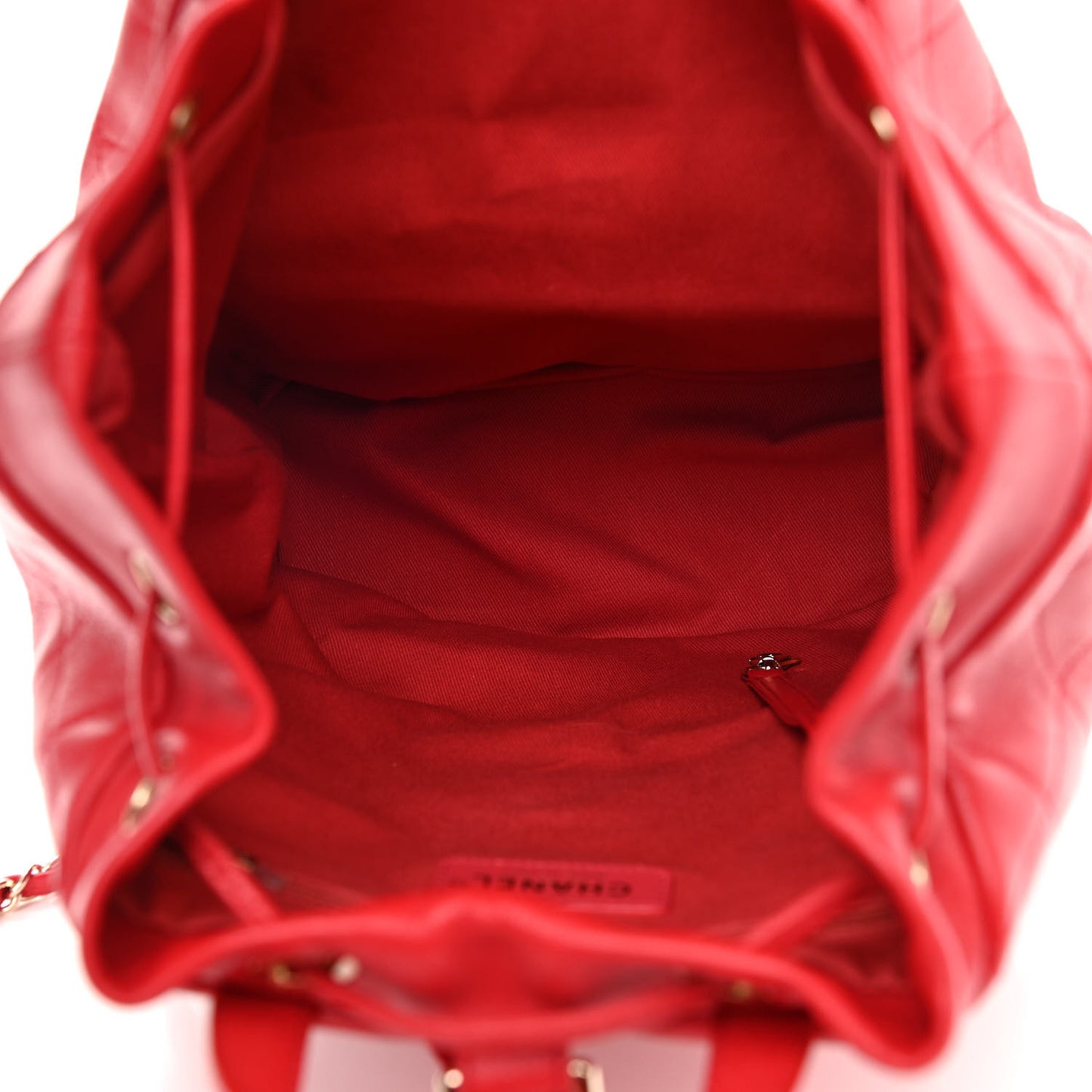 Sheepskin Caviar Quilted Daily Round Backpack Red