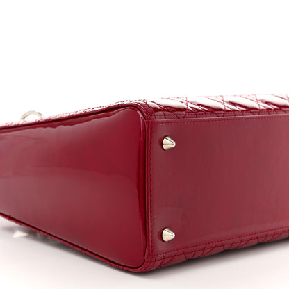 Christian Dior Patent Cannage Medium Lady Dior Burgundy Red 9 of 10
