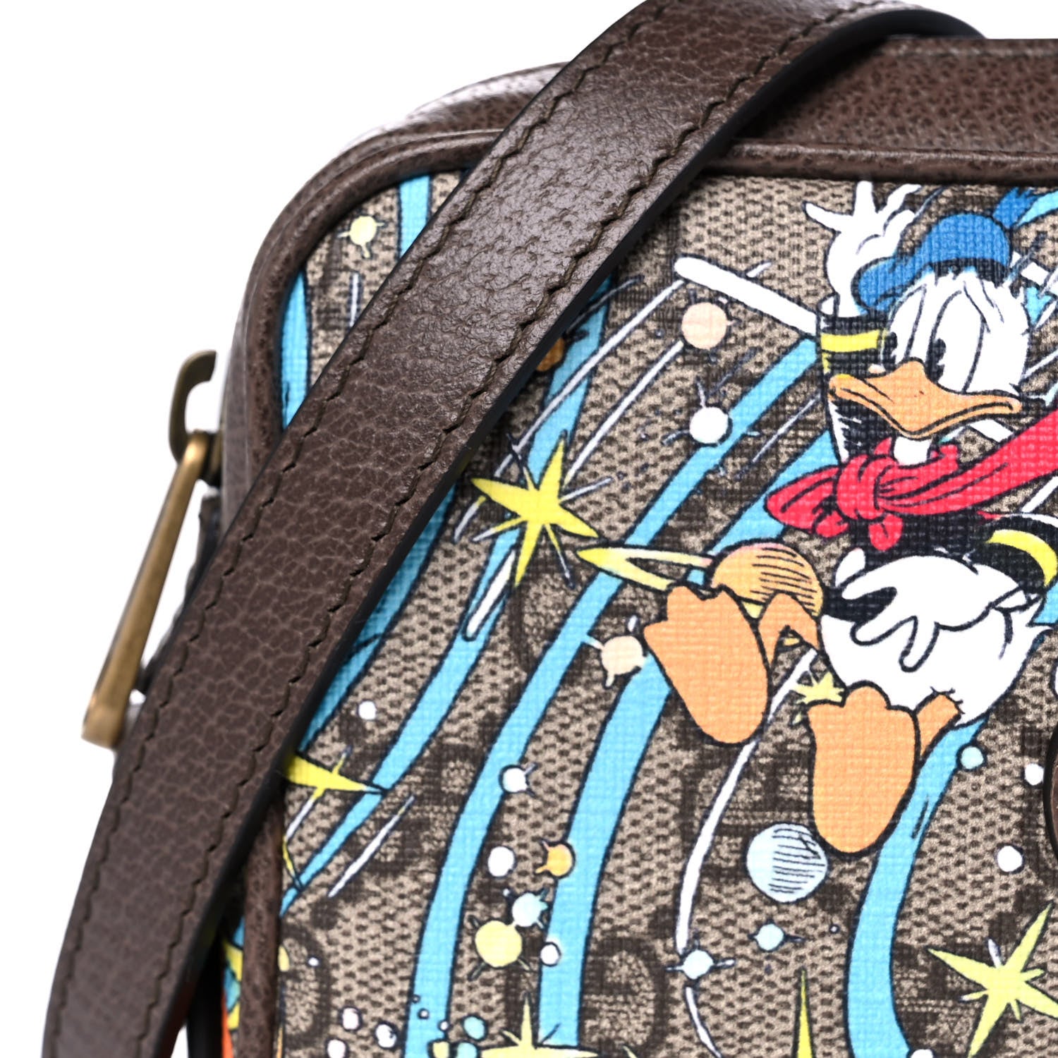 Gucci X DISNEY GG Supreme Monogram Donald Duck Interlocking G Shoulder Bag Beige Multicolor New Acero 9 of 14