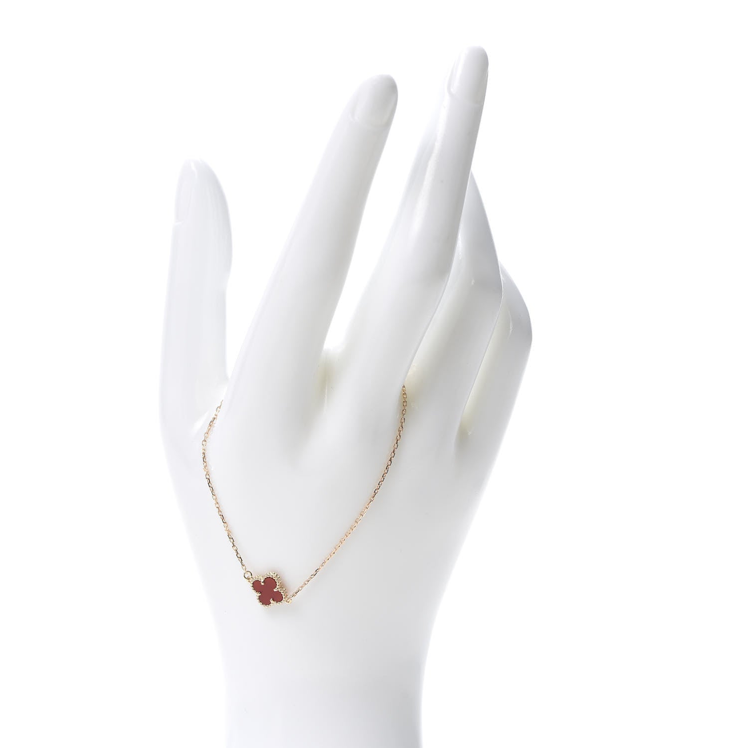 Van Cleef & Arpels 18K Rose Gold Carnelian Sweet Alhambra Bracelet 2 of 8