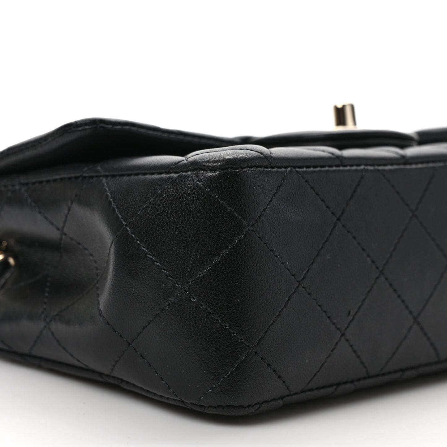 Lambskin Quilted Mini Rectangular Flap Black
