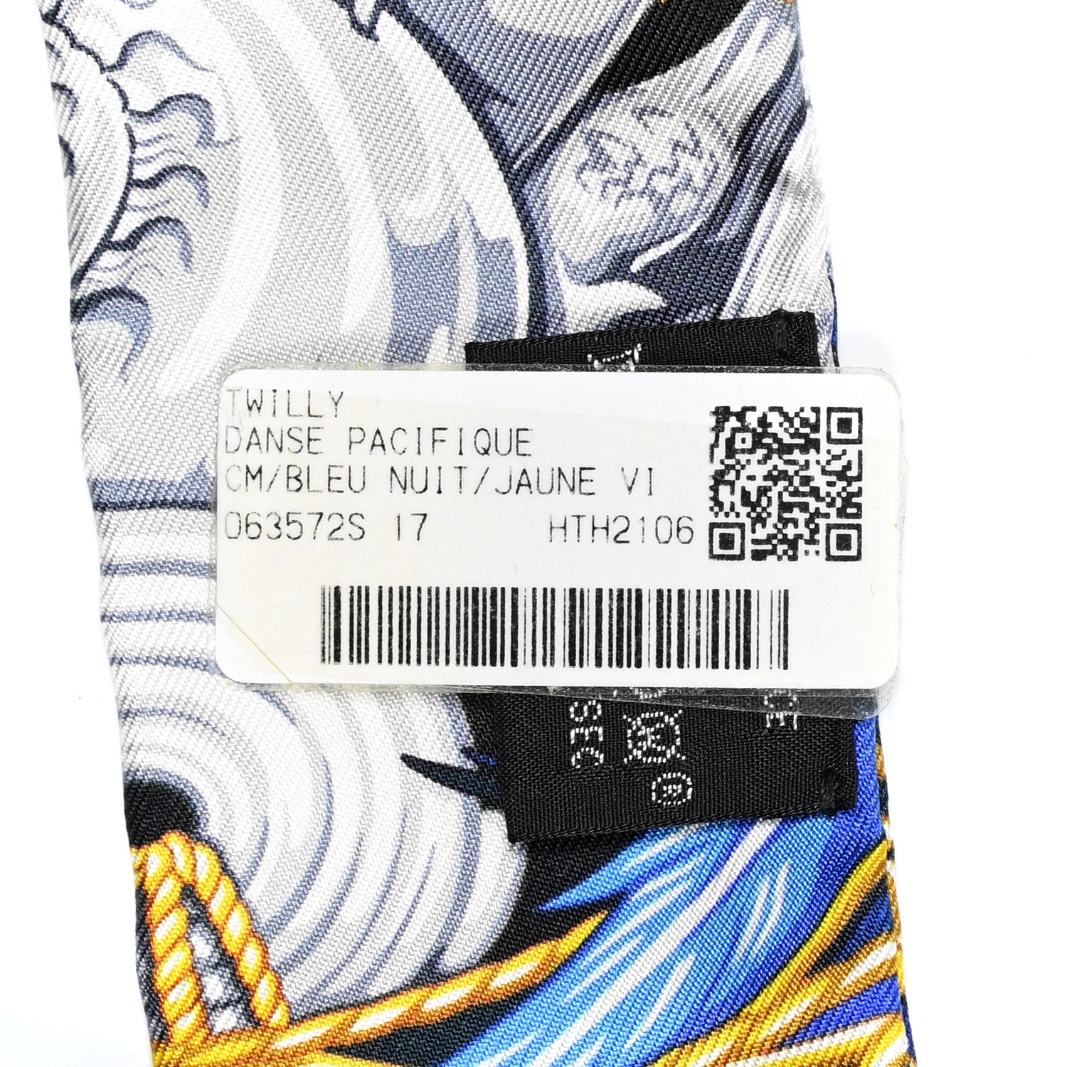 Hermes Silk La Danse Pacifique Twilly Bleu Nuit Jaune Vif 4 of 4