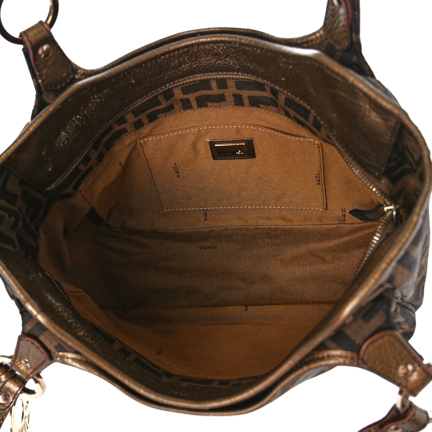 Zucca Laminated Vachetta Small Chef Shopping Tote Tobacco Bronzo