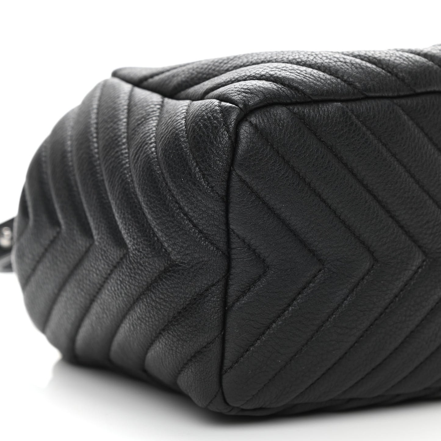 Deerskin Chevron Small CC Chain Bucket Drawstring Bag Black