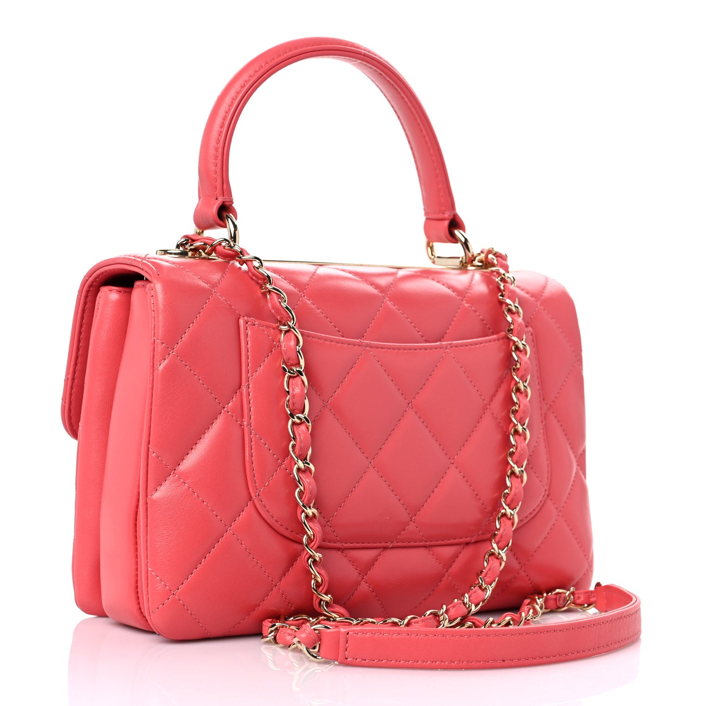 Lambskin Quilted Small Trendy CC Flap Dual Handle Bag Red