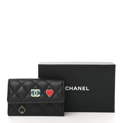 Chanel Caviar Quilted Enamel Coco Casino Flap Card Holder Wallet Black 9 of 9