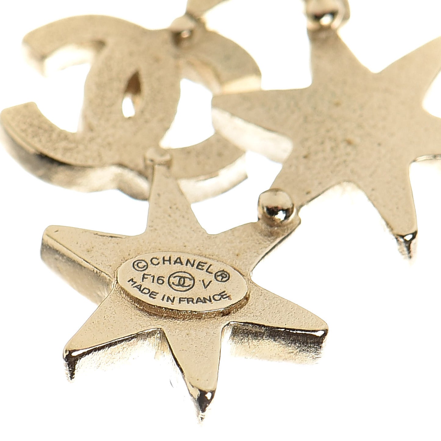Crystal Pearl CC Star Earrings Gold