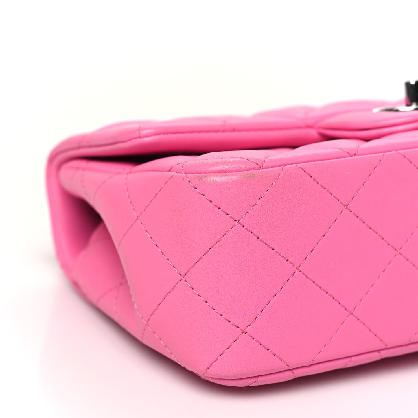 Lambskin Quilted Mini Rectangular Flap Neon Pink