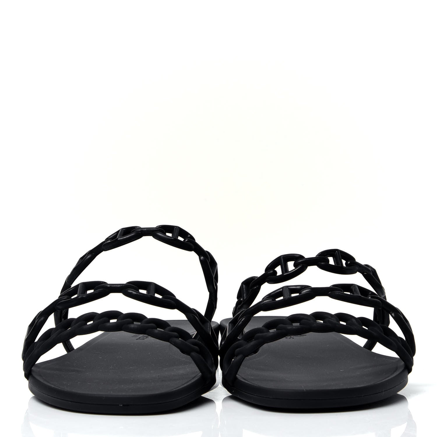 Hermes Rubber Chaine d'Ancre Nude Sandals 37 Black 2 of 6