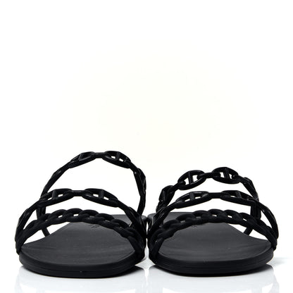 Hermes Rubber Chaine d'Ancre Nude Sandals 37 Black 2 of 6