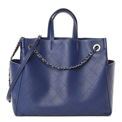 Chanel Grained Calfskin Small CC Pocket Tote Blue 1 of 22