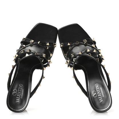 Valentino Garavani Nappa Rockstud Criss Cross Block Heel 100mm Sandals 37 Black 2 of 8