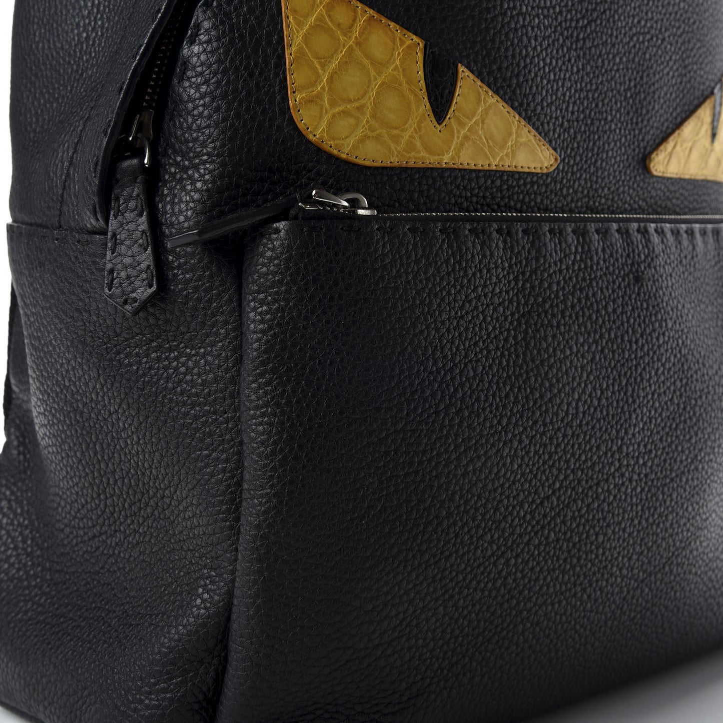 Cuoio Romano Selleria Crocodile Monster Eyes Backpack Black Girasole