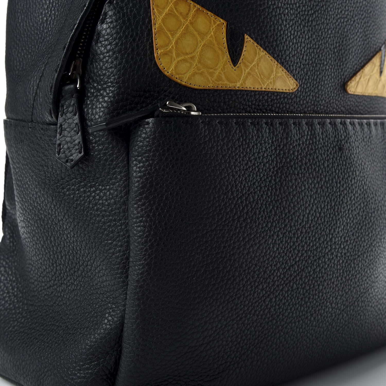 Fendi Cuoio Romano Selleria Crocodile Monster Eyes Backpack Black Girasole 9 of 11