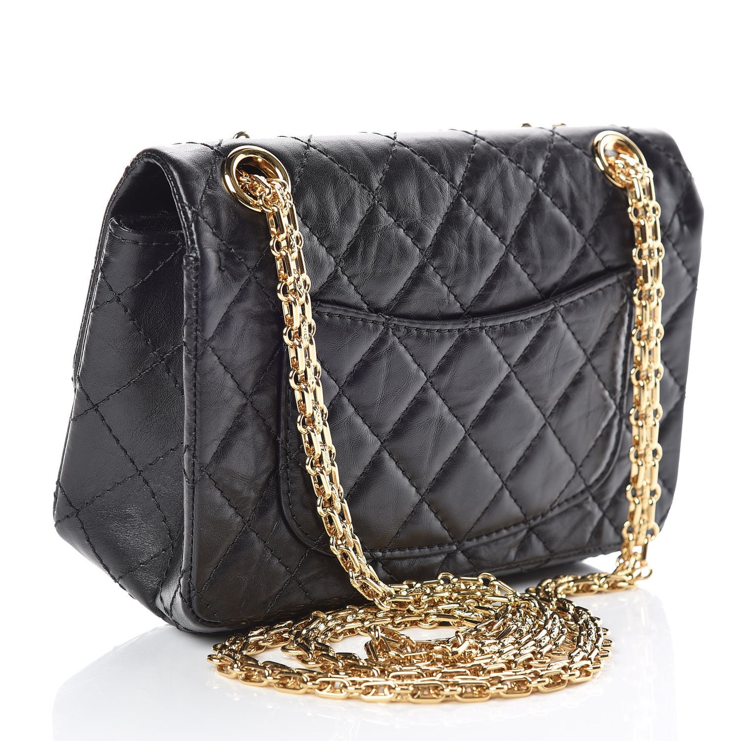 Aged Calfskin Quilted 2.55 Reissue Mini Flap Black