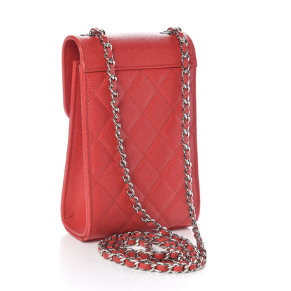 Chanel Grained Calfskin Quilted CC Box Clutch With Chain Red 3 of 12