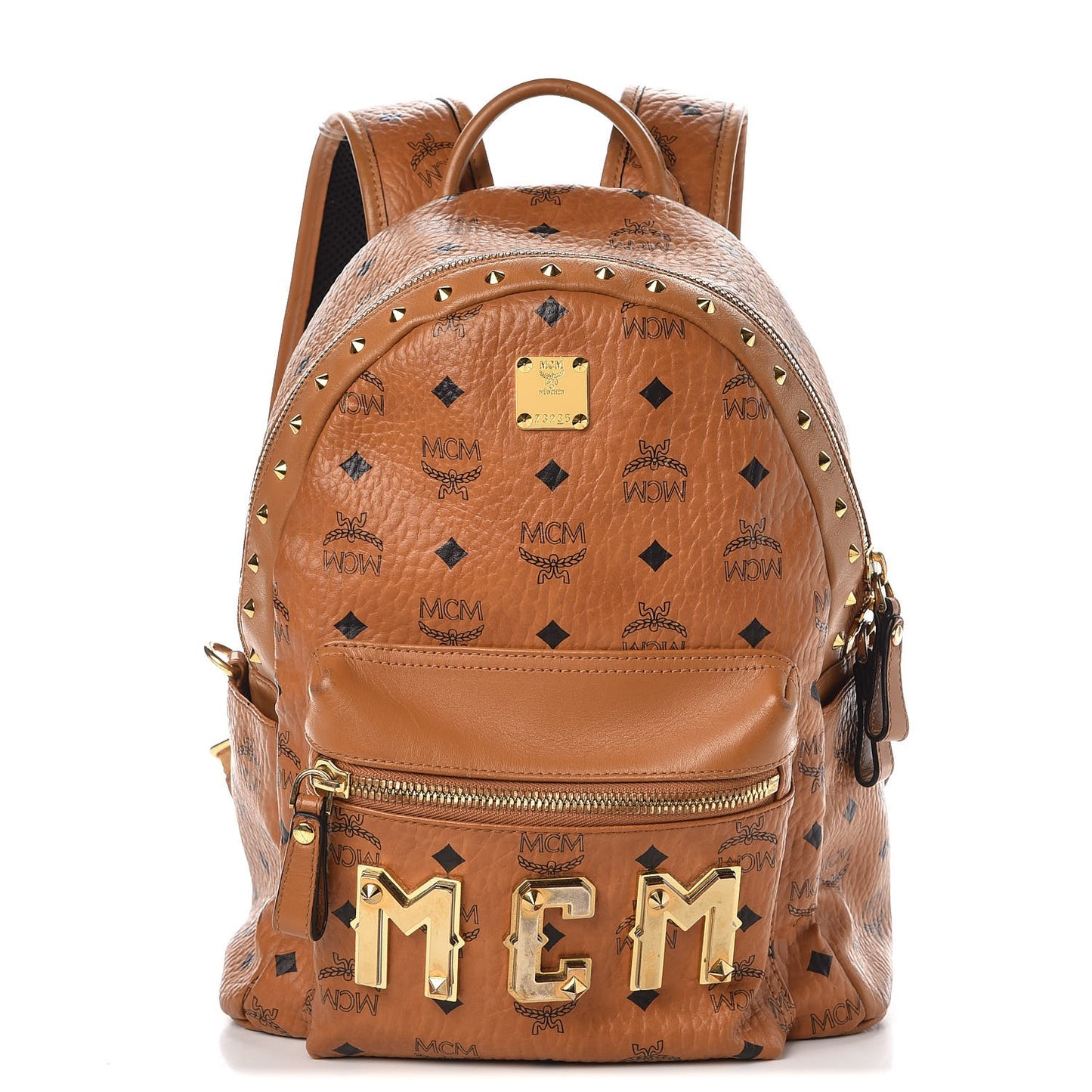 Visetos Studded Small Stark M Logo Collection Backpack Cognac