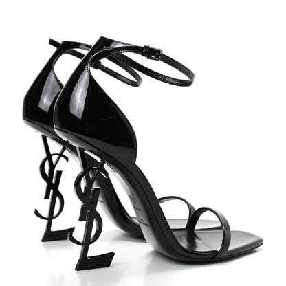Saint Laurent Patent Calfskin Opyum Sandals 39.5 Black 4 of 11