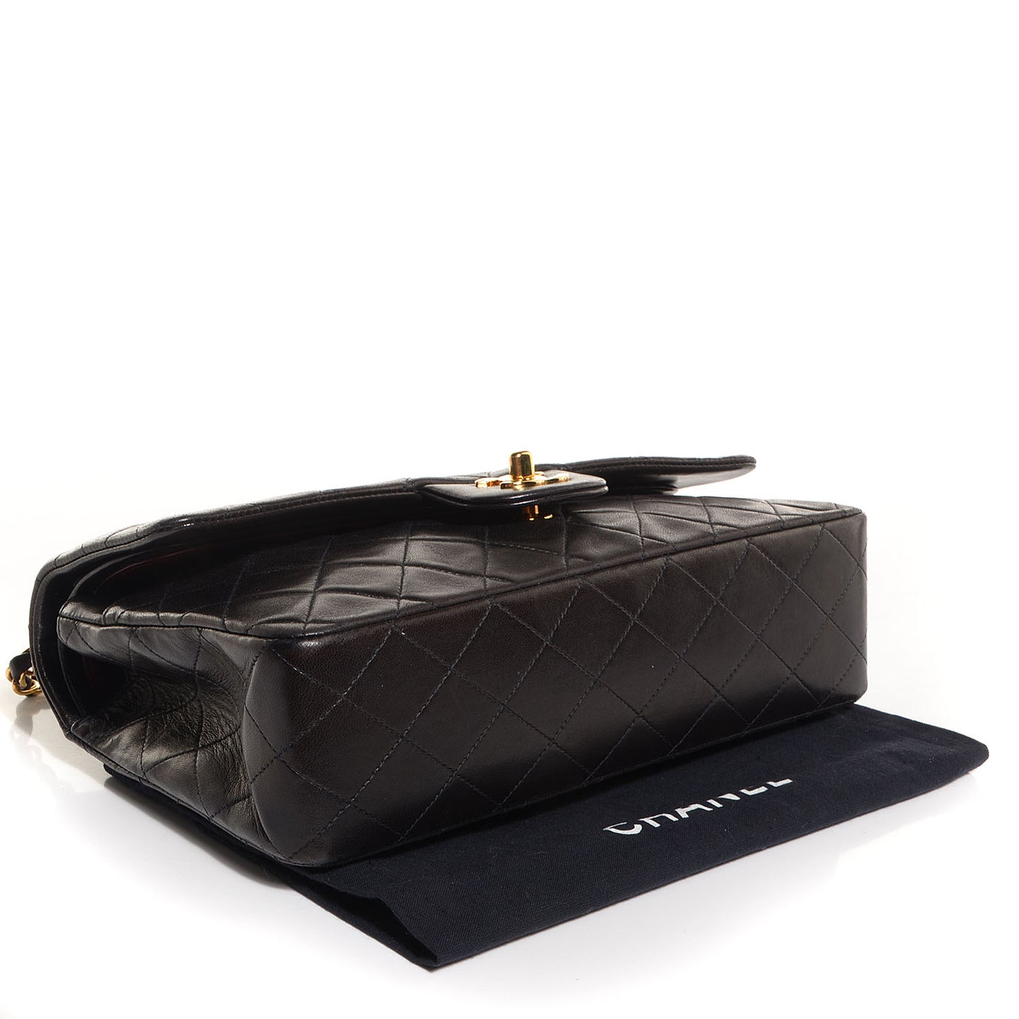 Lambskin Medium Double Flap Black