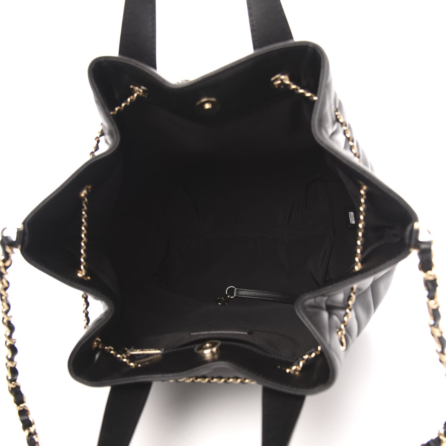 Chanel Lambskin Quilted CC Dweller Drawstring Tote Black 5 of 9