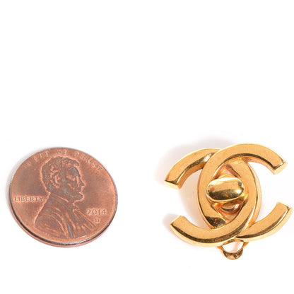 Chanel Metal CC Turnlock Clip On Earrings Gold 2 of 4