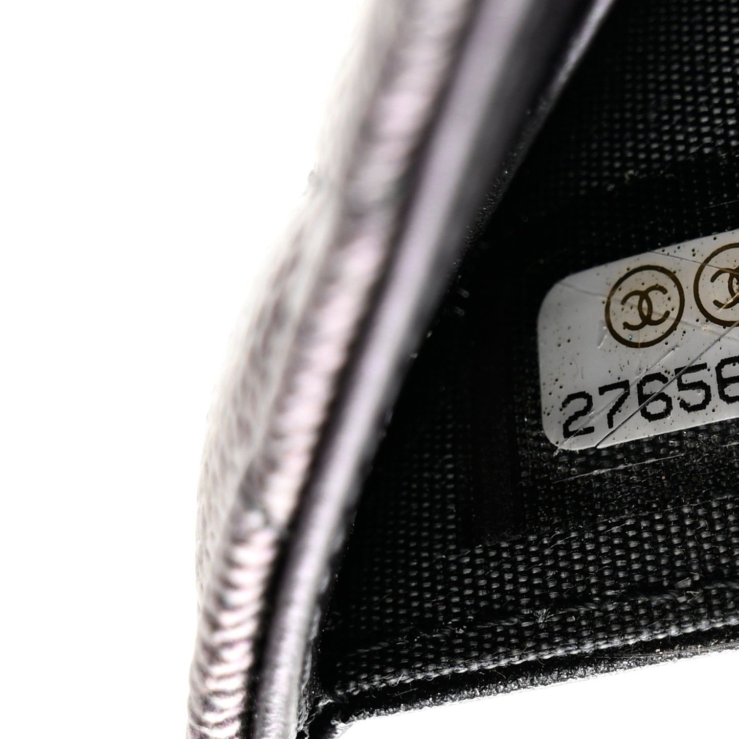 Iridescent Caviar Quilted Small Flap Wallet Black