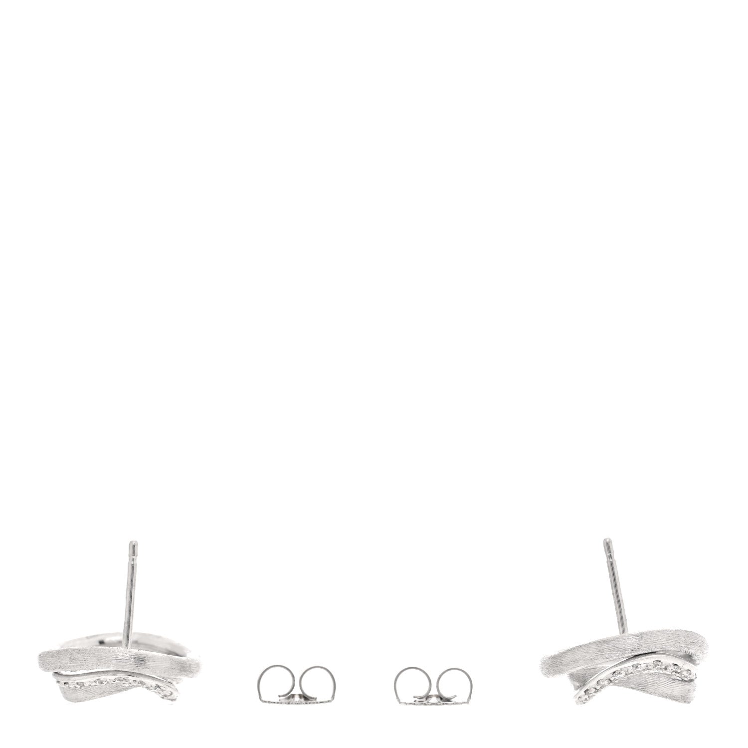 Marco Bicego 18K White Gold Diamond Jaipur Link Stud Earrings 3 of 5