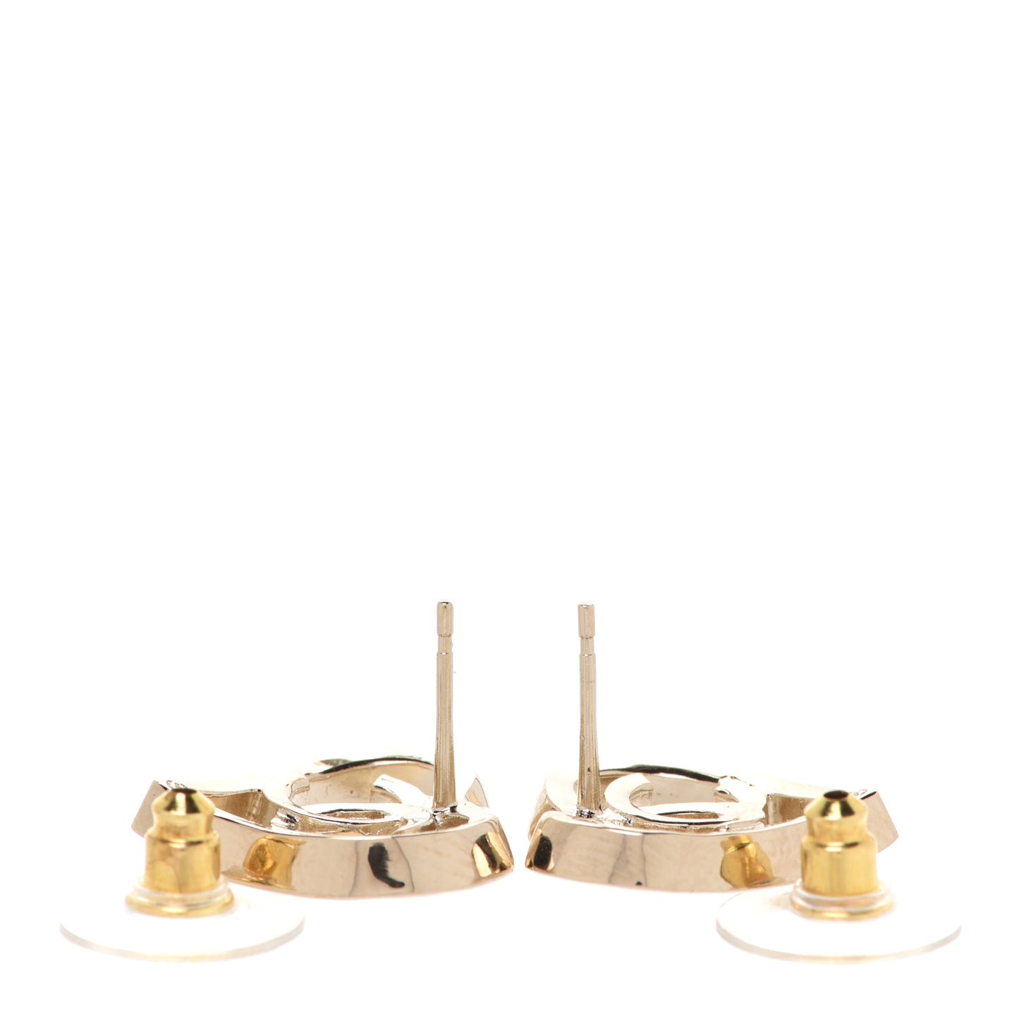 Metal CC Heart Coco In Love Earrings Gold