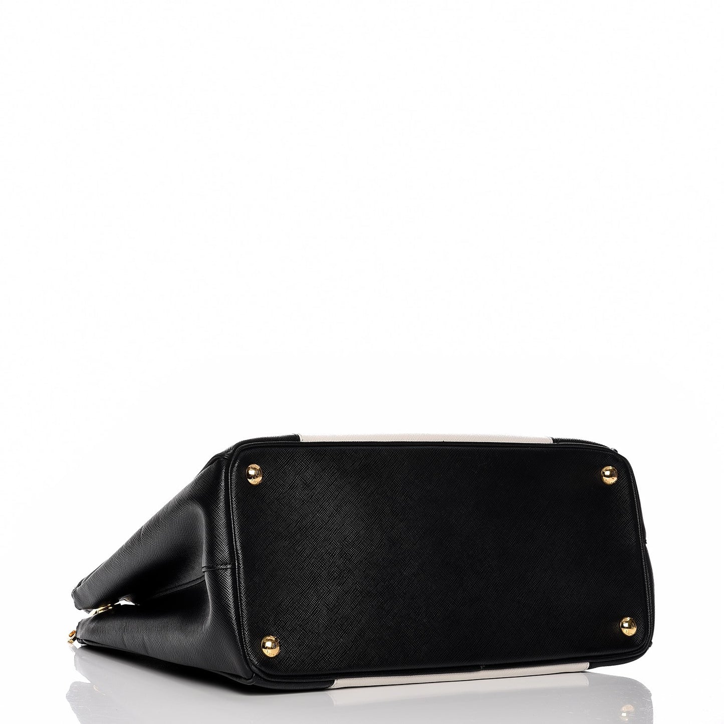 Saffiano Lux Colorblock Medium Galleria Double Zip Tote Black Talco