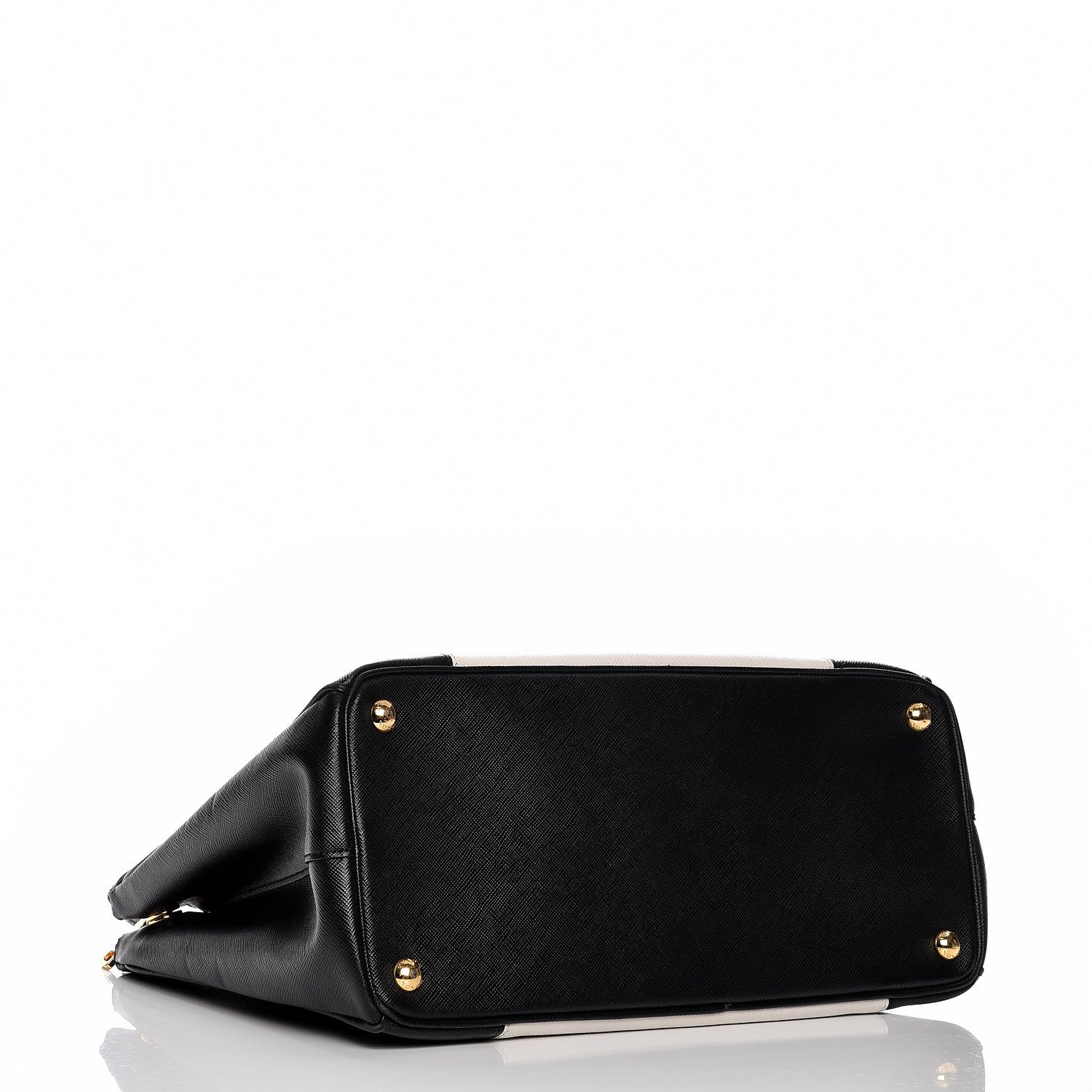 Prada Saffiano Lux Colorblock Medium Galleria Double Zip Tote Black Talco 5 of 14