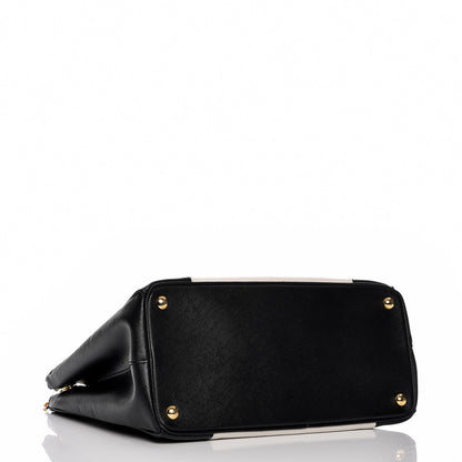 Prada Saffiano Lux Colorblock Medium Galleria Double Zip Tote Black Talco 5 of 14