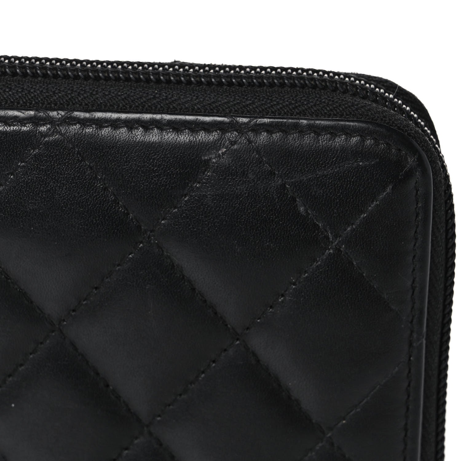 Chanel Calfskin Quilted Cambon Large Gusset Zip Around Wallet Black Silver 11 of 12