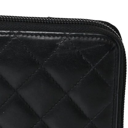 Chanel Calfskin Quilted Cambon Large Gusset Zip Around Wallet Black Silver 11 of 12