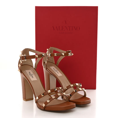 Valentino Garavani Pebbled Calfskin Rockstud Cross Strap 05/105mm Sandals 37.5 Selleria 8 of 8