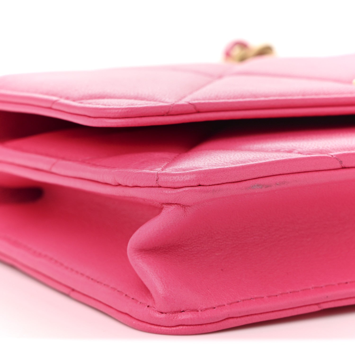 Chanel Lambskin Quilted Chanel 19 Wallet On Chain WOC Dark Pink 10 of 13
