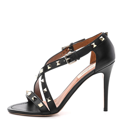 Valentino Garavani Nappa Rockstud Crisscross 105mm Sandals 36 Black 1 of 10