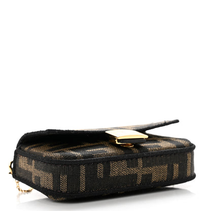 Fendi Fabric Jacquard FF 1974 Nano Baguette Charm Tobacco Moro Black 3 of 6