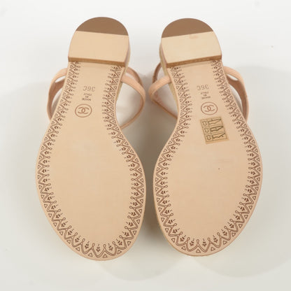 Chanel Kid Suede Crystal Dubai CC Thong Sandals 36 Light Pink 5 of 7