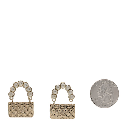 Chanel Pearl Quilted CC Flap Bag Earrings Gold 2 of 4