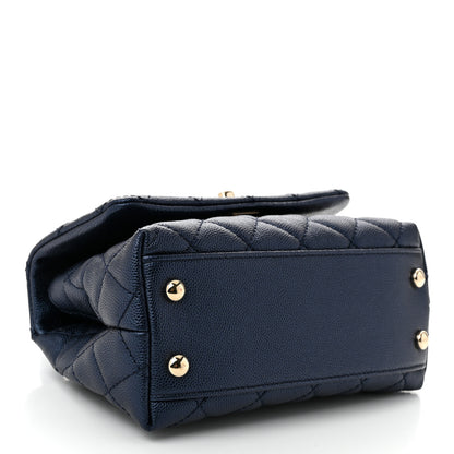 Chanel Iridescent Caviar Quilted Extra Mini Coco Handle Flap Dark Blue 4 of 10