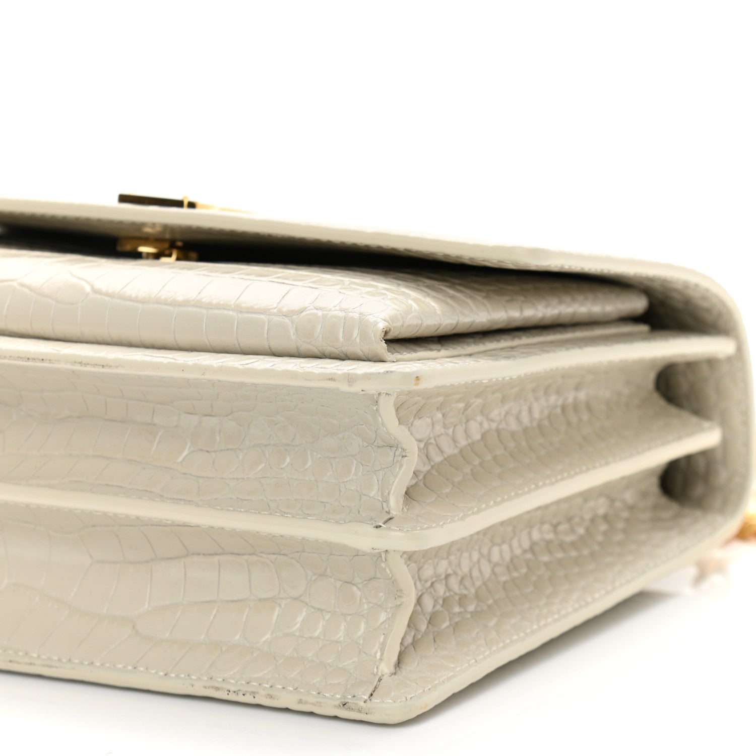 Saint Laurent Calfskin Crocodile Embossed Medium Monogram Sunset Blanc Vintage 11 of 11