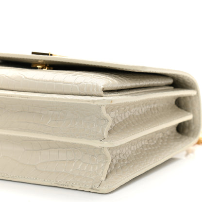 Saint Laurent Calfskin Crocodile Embossed Medium Monogram Sunset Blanc Vintage 11 of 11