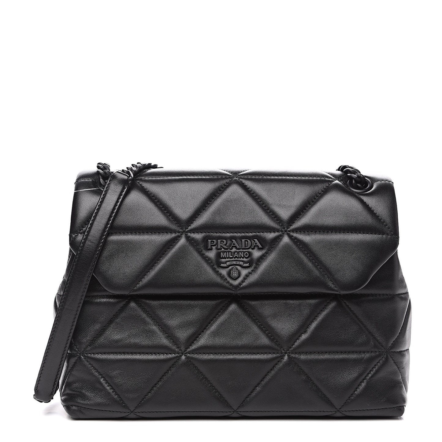 Nappa Triangle Stitched Large Spectrum Bag Black